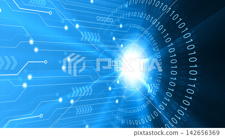 High tech background. binary codes with circuit board High tech background. binary codes with circuit board 142656369
