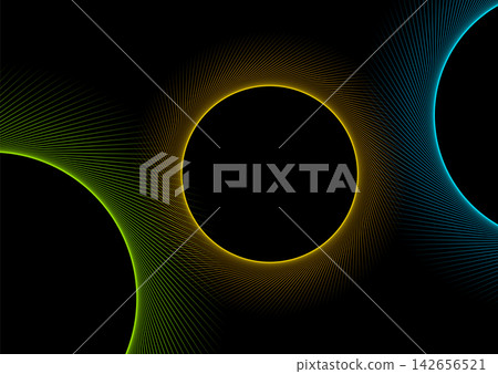 Colorful glowing linear spiral circles abstract technology minimal background Colorful glowing linear spiral circles abstract technology minimal background 142656521