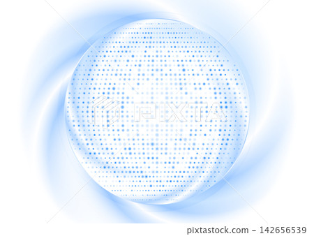Bright blue smooth circle with sparkling halftone dots, abstract geometric background Bright blue smooth circle with sparkling halftone dots, abstract geometric background 142656539