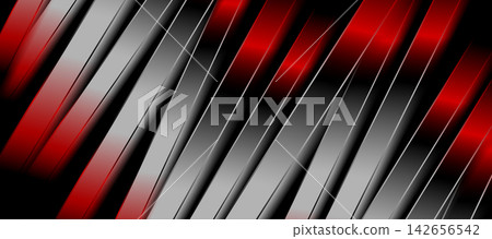 Red and dark grey glossy stripes abstract geometric background 142656542