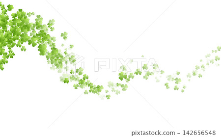 Wave of green shamrocks on white background Wave of green shamrocks on white background 142656548