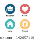 Living condition icons infographic illustration. 142657119