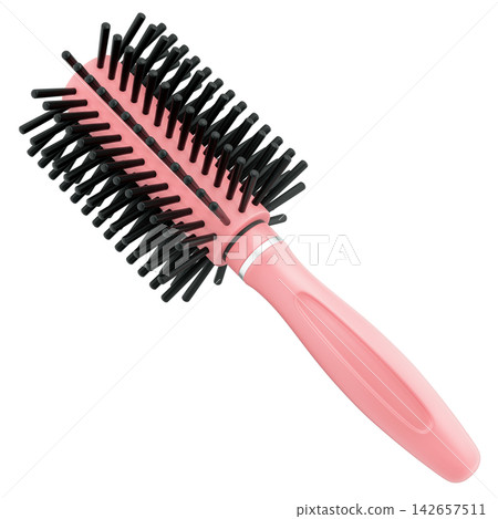 Round Hair Brush, Roll Comb, hairdressing salon elements concept, 3d Illustration Round Hair Brush, Roll Comb, hairdressing salon elements concept, 3d Illustration 142657511