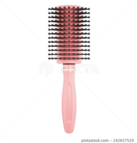 Round Hair Brush Roll Comb for Hairdressing Salon Concept. 3D Illustration Round Hair Brush Roll Comb for Hairdressing Salon Concept. 3D Illustration 142657529