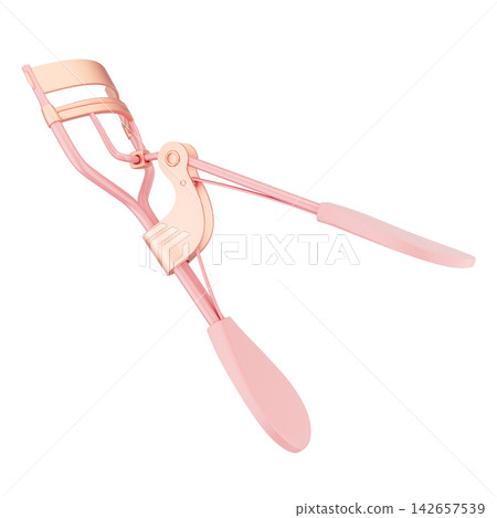 Rose gold eyelash curler with comfortable grip 3d Illustration Rose gold eyelash curler with comfortable grip 3d Illustration 142657539