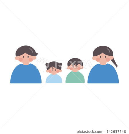 Illustration of a family of four (parent and child) Illustration of a family of four (parent and child) 142657548