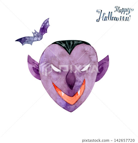 Halloween Vampire Watercolor Illustration Halloween Vampire Watercolor Illustration 142657720