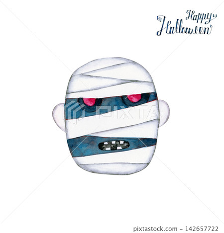 Halloween Mummy Man Bandaged Man Watercolor Illustration Halloween Mummy Man Bandaged Man Watercolor Illustration 142657722