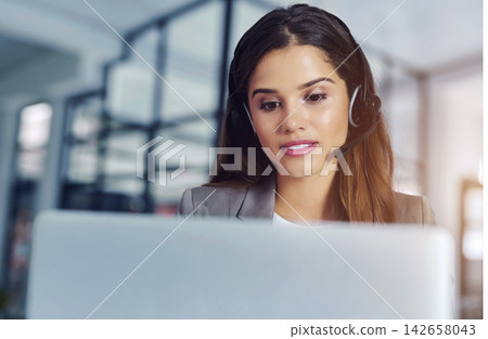 Happy, woman and telemarketing at call centre for customer service, communication and connection. Female person or CRM and technical support with headphones for contact or help with hotline questions Happy, woman and telemarketing at call centre for customer service, communication and connection. Female person or CRM and technical support with headphones for contact or help with hotline questions 142658043
