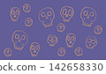 Spooky Halloween Skeleton and Skull Doodle Background 142658330