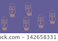 Spooky Halloween Skeleton and Skull Doodle Background 142658331