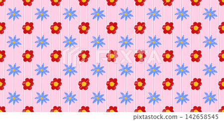 Kawaii daisy heart and flower girly gingham with cute vector pattern. Seamless vintage stripe and love girl checkered with core texture background. Pretty valentines polka and plaid cottage. Kawaii daisy heart and flower girly gingham with cute vector pattern. Seamless vintage stripe and love girl checkered with core texture background. Pretty valentines polka and plaid cottage. 142658545