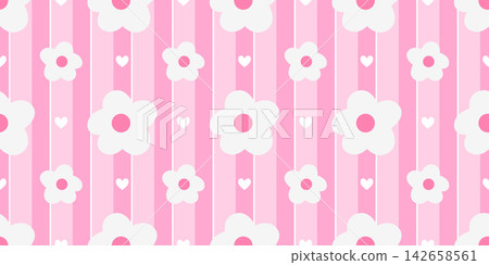 Daisy cute vector for gingham kawaii pattern and girly heart seamless. Flower tiny coquette for stripe damask floral and print bg summer. Cover ditsy design for fabric core plaid and easter. 142658561