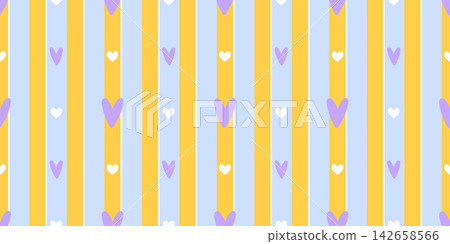 Print love cute for pattern gingham heart and striped seamless flower. Background check vintage for fabric grid girly and tiny retro elegant. Baby backdrop dot for whimsical texture greeting. 142658566