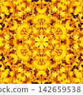 A golden abstract painting resembling a blooming flower. 142659538