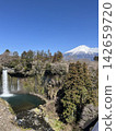 A view of Shiraito Falls in Fujinomiya City and Mount Yotei. 142659720