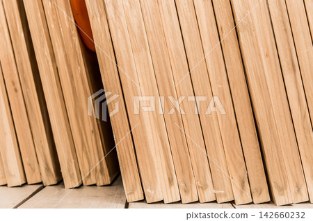 Assortment wooden stack wood panels object plank board store building material Assortment wooden stack wood panels object plank board store building material 142660232