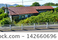 Dilapidated vacant house and guardrails overgrown with weeds; aging wooden house; vacant house problem; social problem 142660696