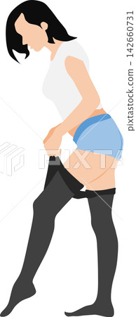 Illustration of a woman wearing stockings Illustration of a woman wearing stockings 142660731
