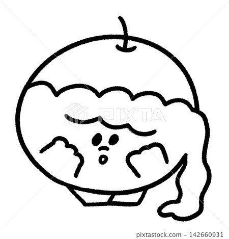 一幅可愛、筆觸隨意的剝皮蘋果插圖(單色) 一幅可愛、筆觸隨意的剝皮蘋果插圖(單色) 142660931
