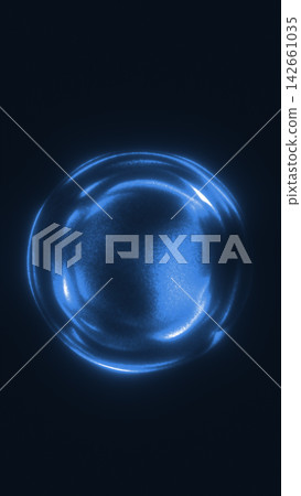 Glossy blue liquid sphere with flowing internal waves and luminous reflections against a dark background. Glossy blue liquid sphere with flowing internal waves and luminous reflections against a dark background. 142661035
