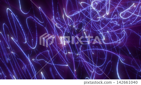 Abstract purple and blue light trails with luminous dotted curves create a fluid futuristic motion background Abstract purple and blue light trails with luminous dotted curves create a fluid futuristic motion background 142661040