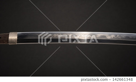 The beauty of the blade pattern and steel of a Japanese sword The beauty of the blade pattern and steel of a Japanese sword 142661348