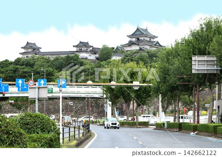 Wakayama Castle, photographed in 2026. The stone walls are visible. Landscape restoration. Wakayama Castle, photographed in 2026. The stone walls are visible. Landscape restoration. 142662122
