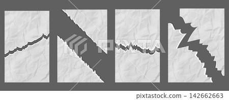 torn and crumpled pieces of paper. vector notebook and sheet, scrapbook old. torn and crumpled pieces of paper. vector notebook and sheet, scrapbook old. 142662663