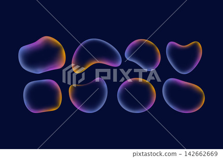 collection of transparent liquid in form of refractive bubble on dark background. vector collection of transparent liquid in form of refractive bubble on dark background. vector 142662669
