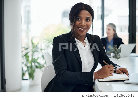 Black woman, portrait and writing with book in business at office for finance, report or corporate policy. African, female person or financial advisor with smile, notes or diary for company revenue Black woman, portrait and writing with book in business at office for finance, report or corporate policy. African, female person or financial advisor with smile, notes or diary for company revenue 142663515