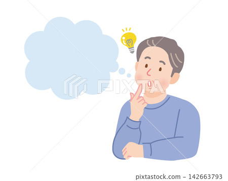Illustration of a middle-aged man with an idea Illustration of a middle-aged man with an idea 142663793