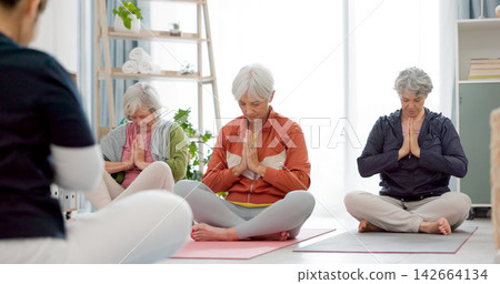 Senior women, start yoga and coach talking of health, wellness and spiritual training, support and exercise ideas. Workout, pilates class and elderly people, clients and personal trainer for planning Senior women, start yoga and coach talking of health, wellness and spiritual training, support and exercise ideas. Workout, pilates class and elderly people, clients and personal trainer for planning 142664134