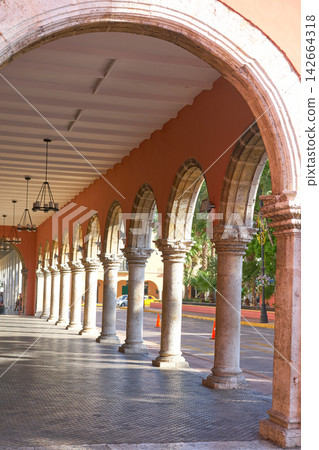 Merida city arcade arcs of Yucatan Mexico Merida city arcade arcs of Yucatan Mexico 142664318