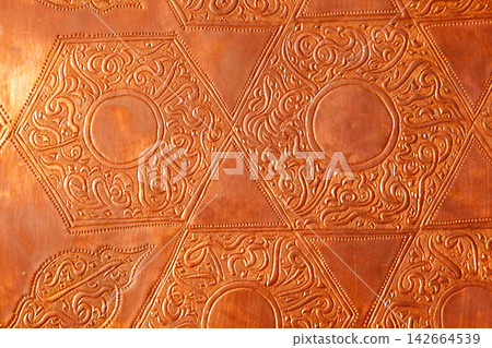 Brass cooper with embossed shapes Brass cooper with embossed shapes 142664539