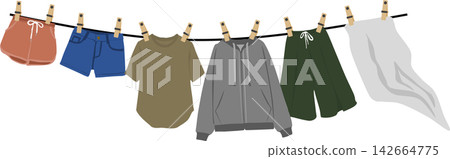 Illustration of hanging laundry Illustration of hanging laundry 142664775