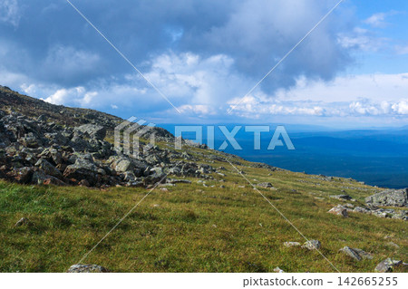 Mountain landscape in the Urals, Russia. Mountain landscape in the Urals, Russia. 142665255