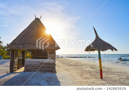 Holbox Island hut palapa Quintana Roo Mexico Holbox Island hut palapa Quintana Roo Mexico 142665639