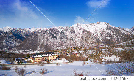 Cerler ski area skyline in Huesca Pyrenees Spain 142665684