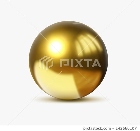 3D golden metal and pearl ball, bubble glossy chrome sphere with smooth metallic surface. Shiny gold globe on white background. Isolated glossy yellow luxury chrome ball, bead, jewel or orb molecule 3D golden metal and pearl ball, bubble glossy chrome sphere with smooth metallic surface. Shiny gold globe on white background. Isolated glossy yellow luxury chrome ball, bead, jewel or orb molecule 142666107