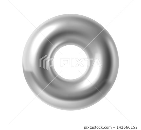 3D silver metallic ring glossy object. Vector shiny chrome torus or donut hollow loop with geometric shape and smooth reflective surface. Minimalist modern industrial frame, luxury curve element icon 3D silver metallic ring glossy object. Vector shiny chrome torus or donut hollow loop with geometric shape and smooth reflective surface. Minimalist modern industrial frame, luxury curve element icon 142666152