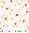 Modern gender neutral kids seamless pattern with soft colorful dots and playful polka dot shapes in warm muted tones. Minimal, stylish design for nursery decor, baby clothing, textiles, stationery 142666169