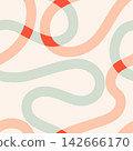 Modern kids seamless pattern with colorful curved stripes, playful wavy lines in warm muted tones. Contemporary gender neutral design for nursery decor, baby textiles, clothing, wallpaper, stationery 142666170