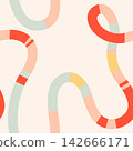 Modern kids seamless pattern with colorful curved stripes, playful wavy lines in warm muted tones. Contemporary gender neutral design for nursery decor, baby textile, clothing, wallpaper, stationery 142666171