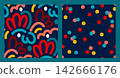 Festive kids seamless pattern set with polka dot and playful colorful spots on dark background. Fun modern gender neutral prints for childrens parties, birthdays, celebrations. Brught stylish design 142666176