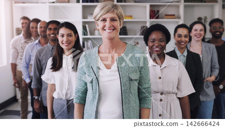 Diversity, people and smile in row at office for collaboration, teamwork and team building as copywriter. Portrait, happy and boss with employees at work as leader or ceo of company and confident Diversity, people and smile in row at office for collaboration, teamwork and team building as copywriter. Portrait, happy and boss with employees at work as leader or ceo of company and confident 142666424
