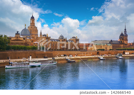 Dresden skyline and Elbe river in Saxony Germany Dresden skyline and Elbe river in Saxony Germany 142666540