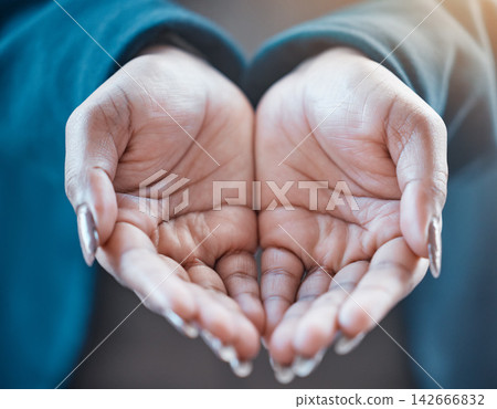 Poverty, woman and hands to care for offer with help, charity and support from community by donations for hope. Poor, person and palms with asking gesture, thank you and prayer, gratitude and faith Poverty, woman and hands to care for offer with help, charity and support from community by donations for hope. Poor, person and palms with asking gesture, thank you and prayer, gratitude and faith 142666832