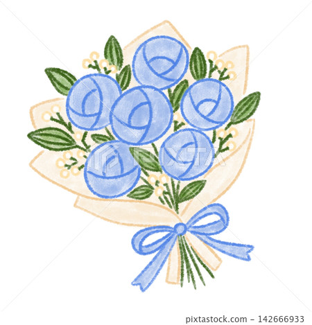 一幅可愛的手繪玫瑰花束插圖 一幅可愛的手繪玫瑰花束插圖 142666933