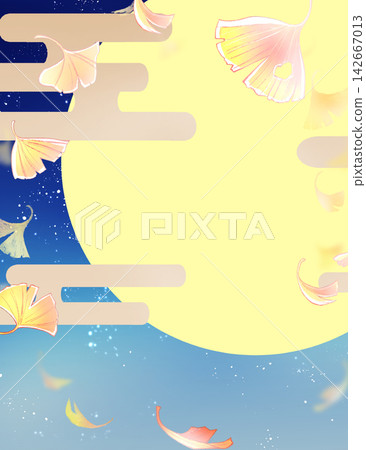 Falling ginkgo leaves, the moon, the starry sky, clouds Falling ginkgo leaves, the moon, the starry sky, clouds 142667013
